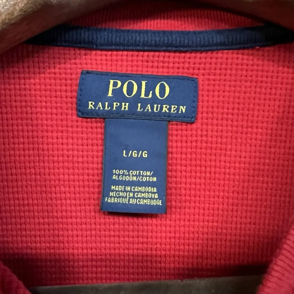 Polo Ralph Lauren Waffle Thermal Long‎ Sleeve Shirt Men's Size Large Red
